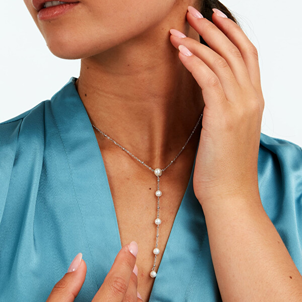 Okouzlující stříbrný náhrdelník Perla SAWM02