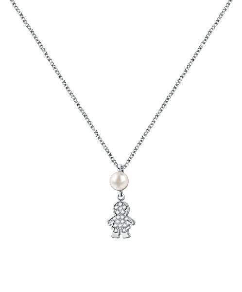 Originální stříbrný náhrdelník s panáčkem Perla SAER46 (řetízek, přívěsek)
