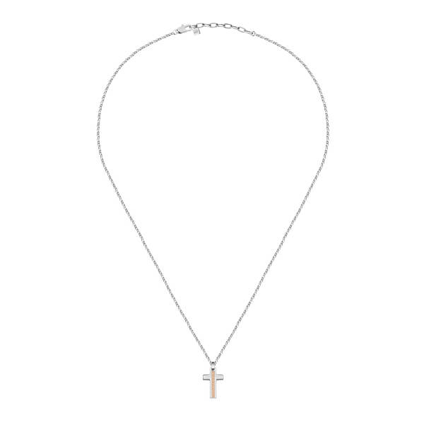 Pánský ocelový náhrdelník s křížkem Motown SALS44