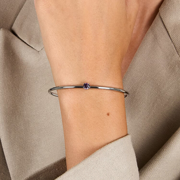 Pevný dámský náramek s fialovým zirkonem Cerchi SAKM95