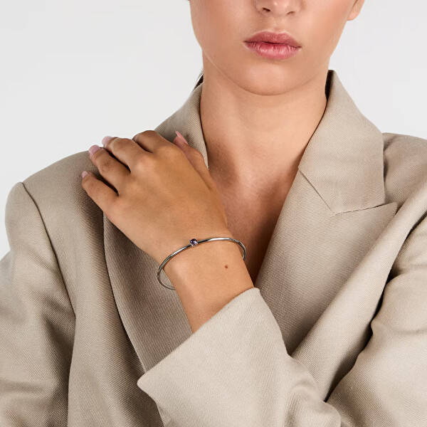 Pevný dámský náramek s fialovým zirkonem Cerchi SAKM95