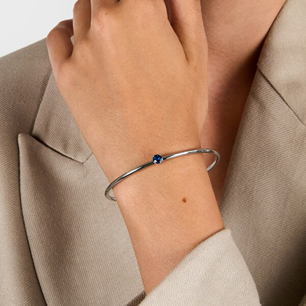 Pevný dámský náramek s modrým zirkonem Cerchi SAKM96