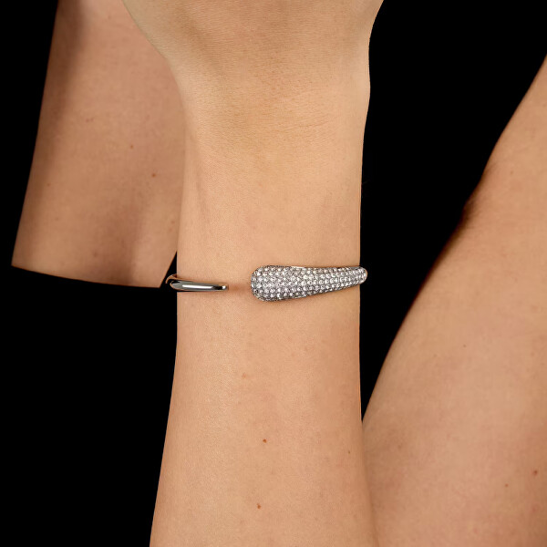 Pevný ocelový náramek s krystaly Design SAYP18