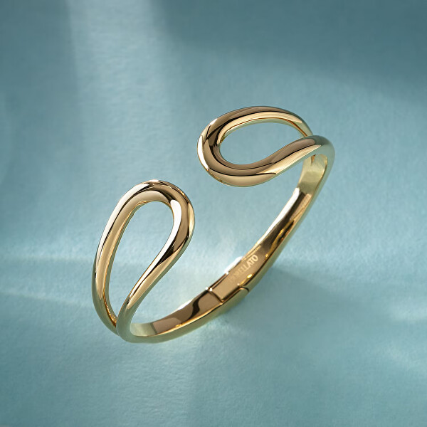 Pevný otevřený náramek z pozlacené oceli Design SAYP22