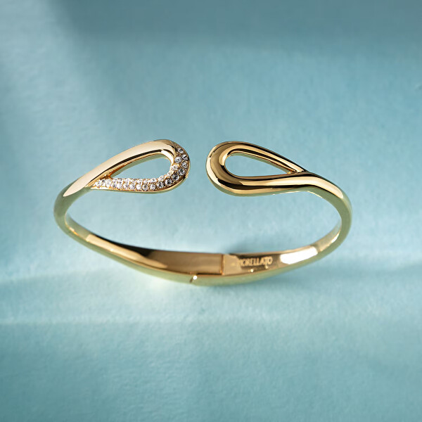 Pevný pozlacený náramek s krystaly Design SAYP24