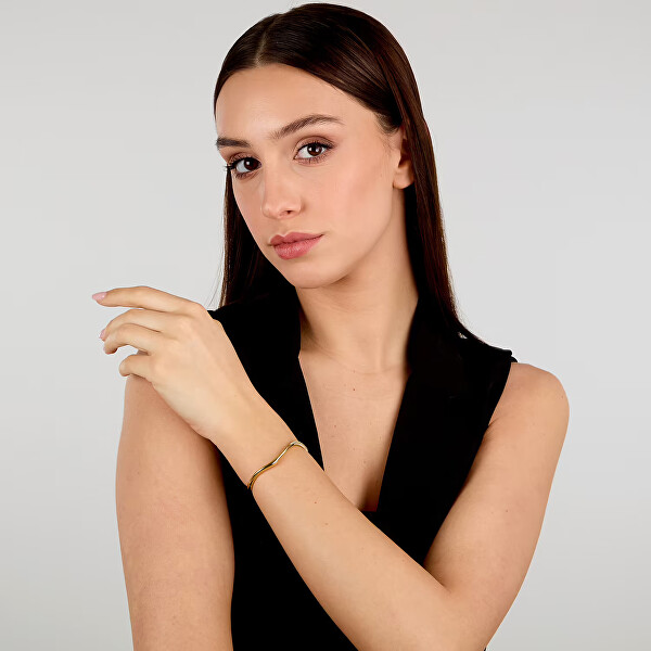 Pevný vlnitý náramek s krystaly Design SAYP19