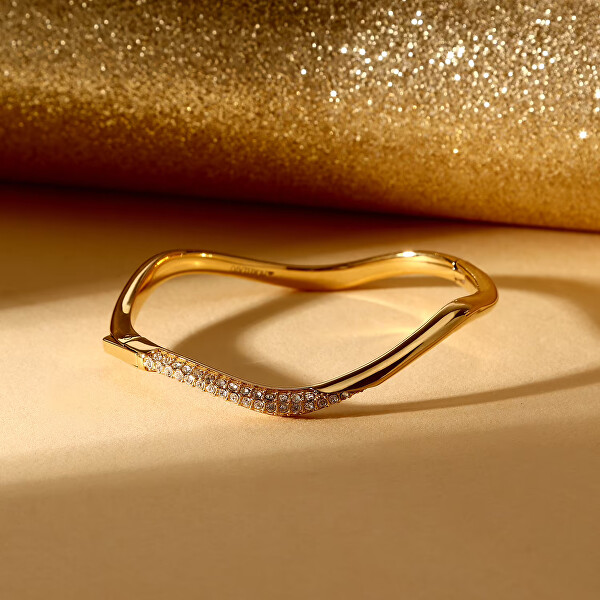 Pevný vlnitý náramek s krystaly Design SAYP19