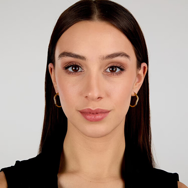 Pozlacené vlnité náušnice s krystaly Design SAYP08