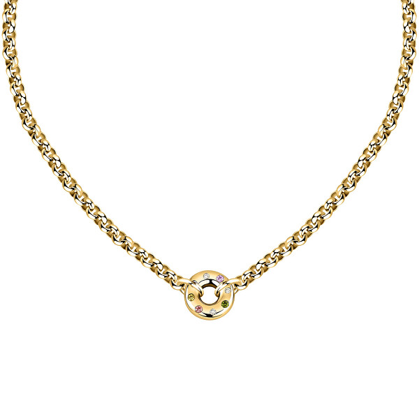 Pozlátený náhrdelník s farebnými kryštálmi Bagliori SAVO03