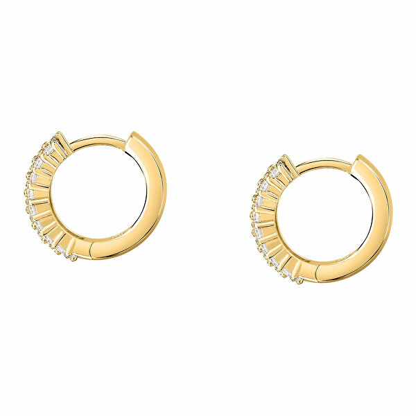 Incantevoli orecchini a cerchio placcati oro con zirconi Tesori SAIW145
