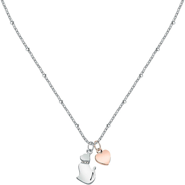 Půvabný bicolor náhrdelník Cat&Heart Mascotte SAVL05