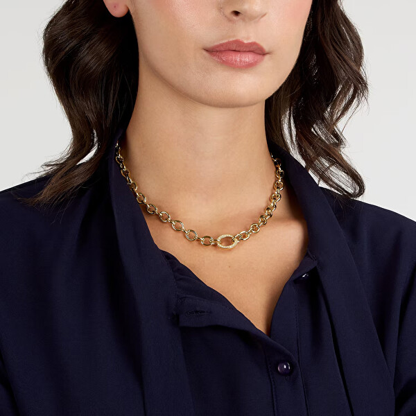 Půvabný pozlacený náhrdelník s krystaly Intrecci SAZC01