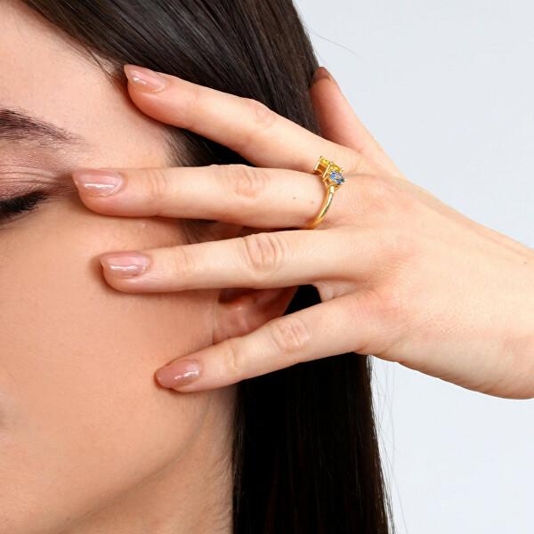 Půvabný pozlacený prsten s kubickými zirkony Colori SAVY09