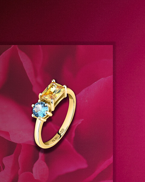 Splendido anello placcato in oro con zirconi cubici Colori SAVY09