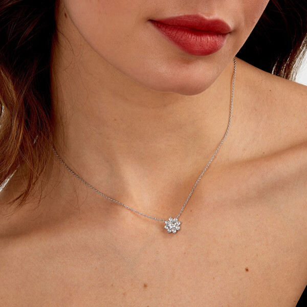 Pôvabný strieborný náhrdelník s kytičkou Tesori SAIW184