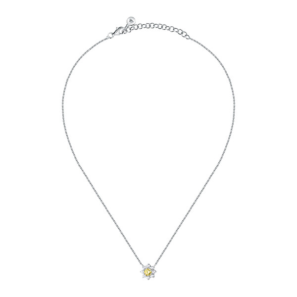 Pôvabný strieborný náhrdelník s kytičkou Tesori SAIW185
