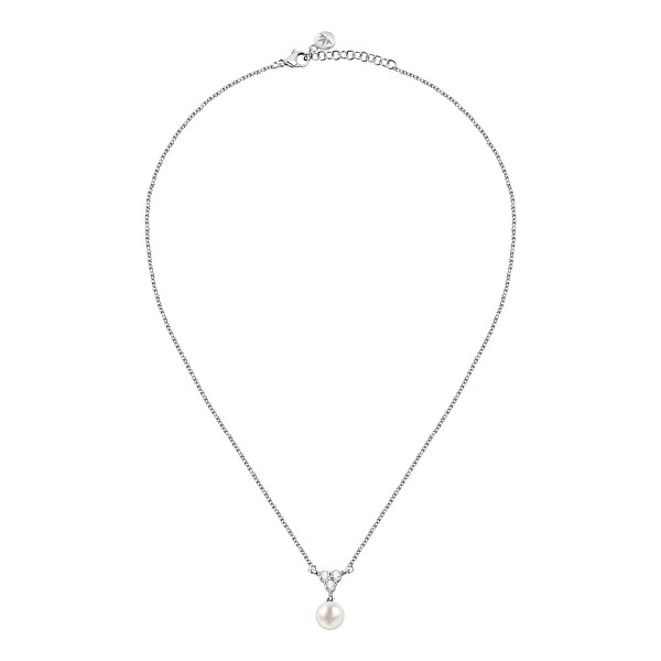 Pôvabný strieborný náhrdelník s perlou Perla SAER50