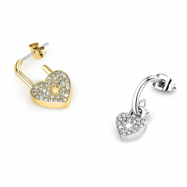 Romantikus aranyozott fülbevaló kristályokkal 4G Logo Boule SABG27
