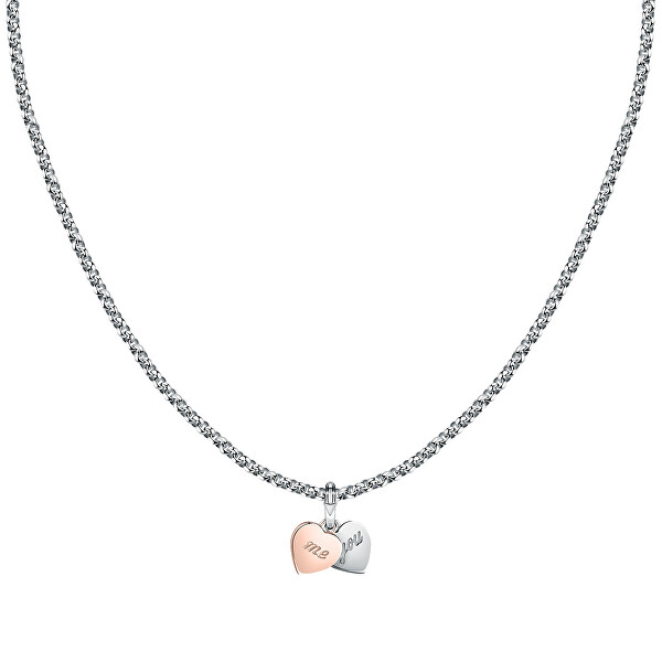 Romantický oceľový bicolor náhrdelník You & Me Drops SCZ1264