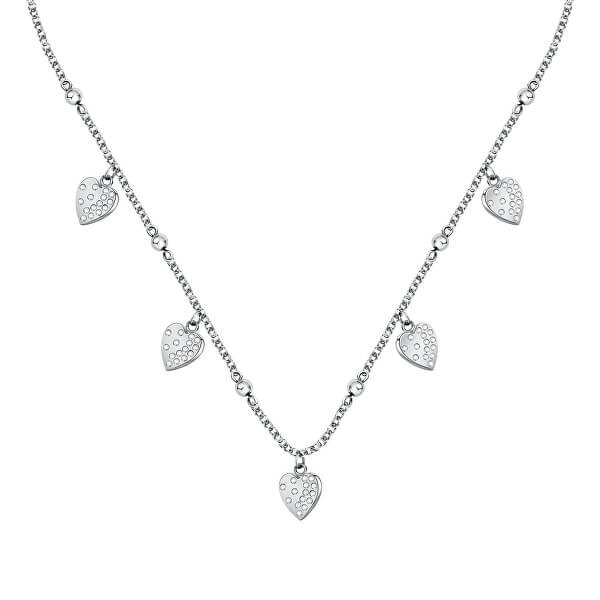 Romantický oceľový náhrdelník s kryštálmi passion SAUN02