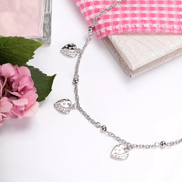 Romantický oceľový náhrdelník s kryštálmi passion SAUN02