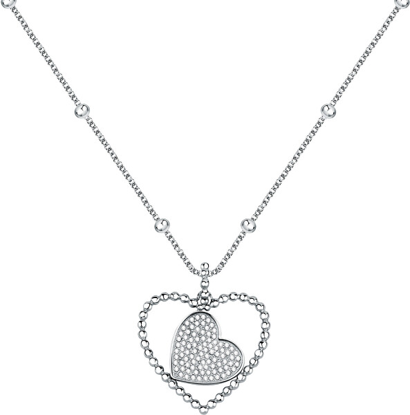 Romantický ocelový náhrdelník Srdce s krystaly Dolcevita SAUA03