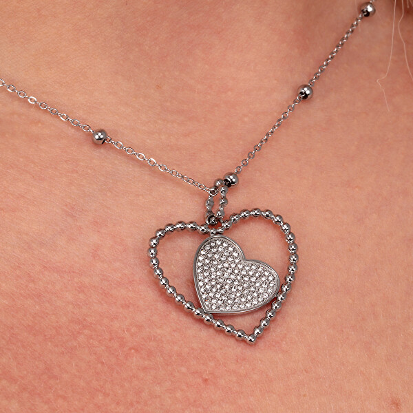 Romantický ocelový náhrdelník Srdce s krystaly Dolcevita SAUA03