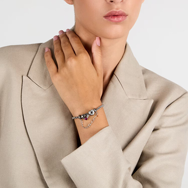 Romantický ocelový náramek se srdíčky Drops SCZ1420