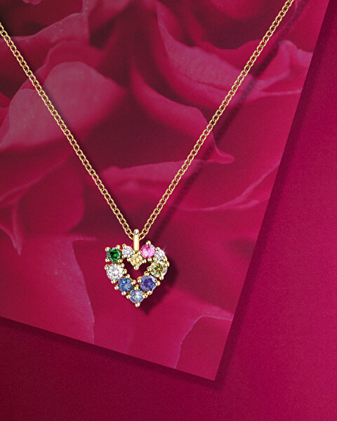 Romantický pozlacený náhrdelník se srdíčkem Colori SAVY06