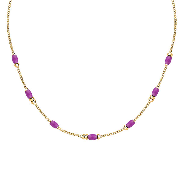 Slušivý pozlacený náhrdelník s korálky Colori SAXQ03