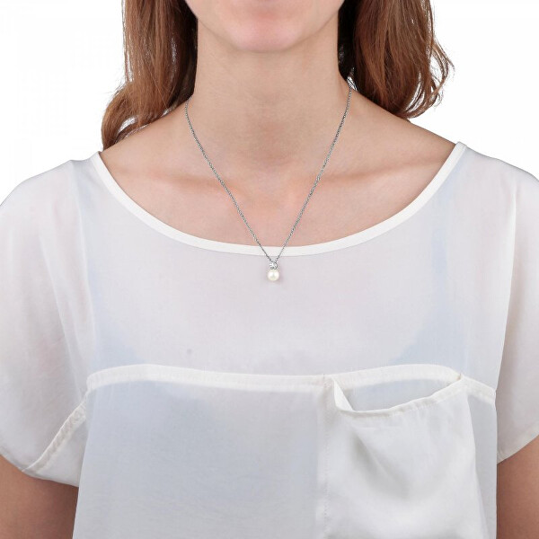 Stříbrná sada šperků s perlami Perla SANH09 (náušnice, řetízek, přívěsek)