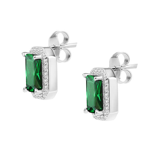 Ezüst fülbevaló zöld kristályokkal Tesori SAIW57