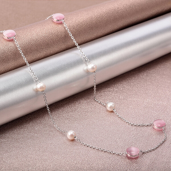 Strieborný náhrdelník s perlami Gemma Perla SATC01