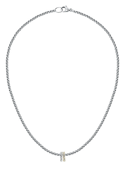 Stylový ocelový bicolor náhrdelník s krystaly Drops SCZ1354