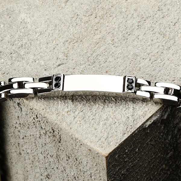 Stilvolles Herrenarmband mit schwarzen Kristallen Urban SABH52