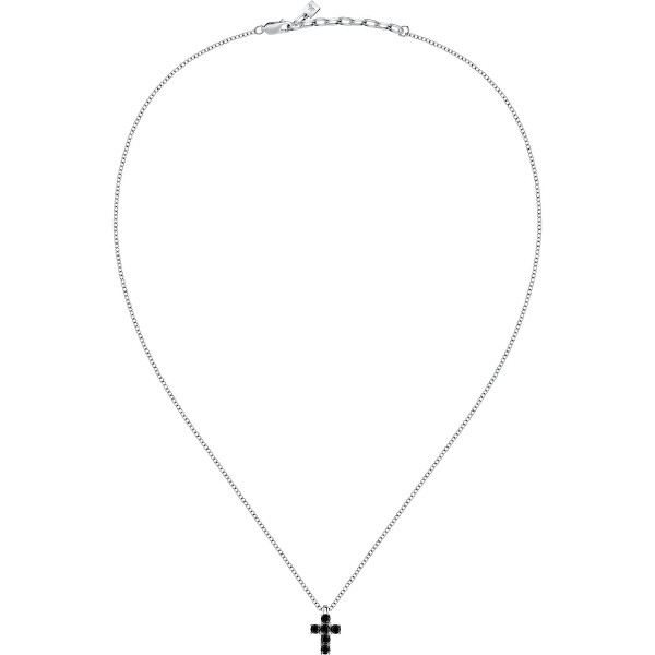 Stylový stříbrný náhrdelník Křížek se zirkony SATT13