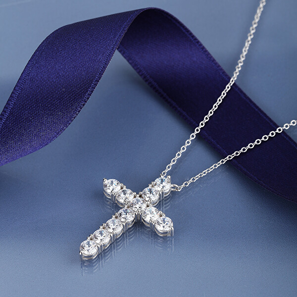 Stilvolle Silberkette mit Kreuz Large Crosses Tesori SAIW116