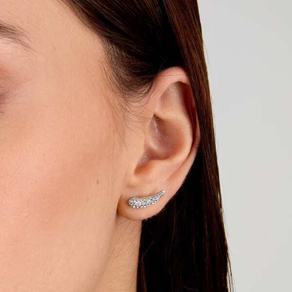 Třpytivé podélné náušnice z oceli Design SAYP12