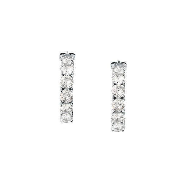 Csillogó ezüst karika fülbevaló cirkónium kövekkel Tesori SAIW119