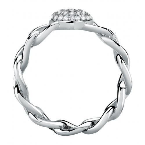 Třpytivý mosazný prsten s krystaly Incontri SAUQ191
