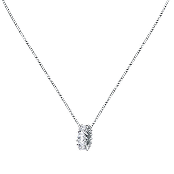Třpytivý náhrdelník s čirými zirkony Baguette SAVP02