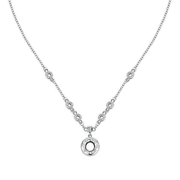 Trblietavý oceľový náhrdelník s kryštálmi Bagliori SAVO04