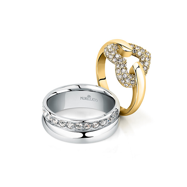 Trblietavý oceľový prsteň s kryštálmi Bagliori SAVO160