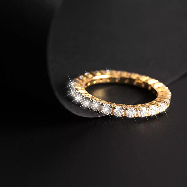 Inel strălucitor  placat cu aur cu zirconi Scintilla SAQF171