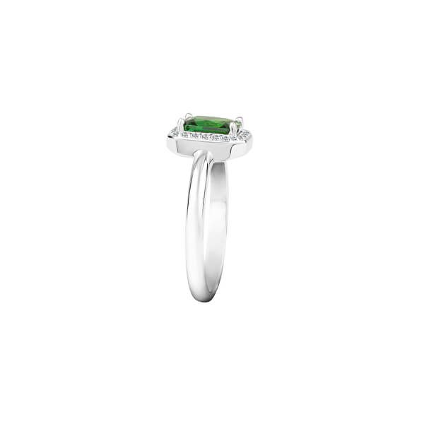 Třpytivý stříbrný prsten se zeleným kamínkem Tesori SAIW76