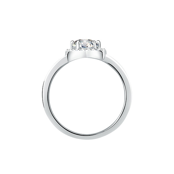 Třpytivý stříbrný prsten Srdce Tesori SAVB140