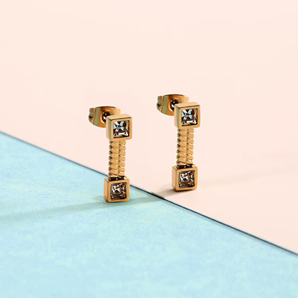 Visací pozlacené náušnice s krystaly Gioia SAVY45