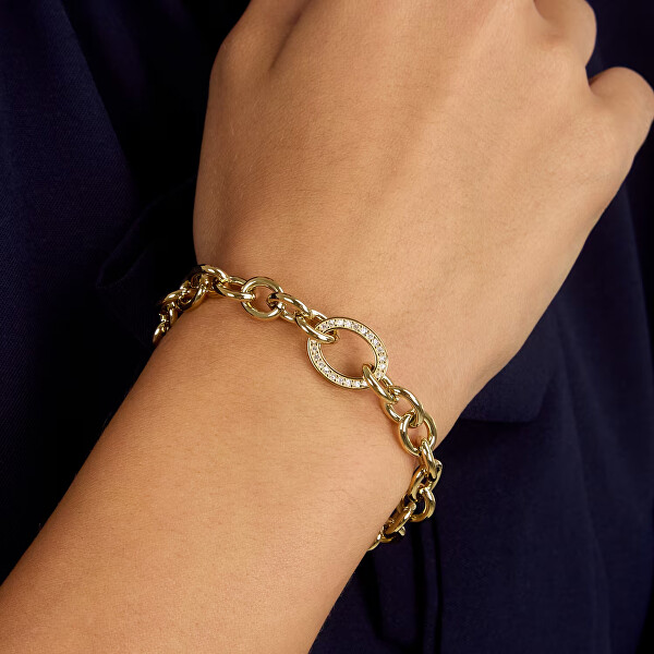 Výrazný pozlacený náramek s krystaly Intrecci SAZC03