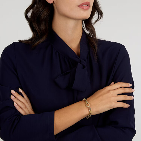 Výrazný pozlacený náramek s krystaly Intrecci SAZC03