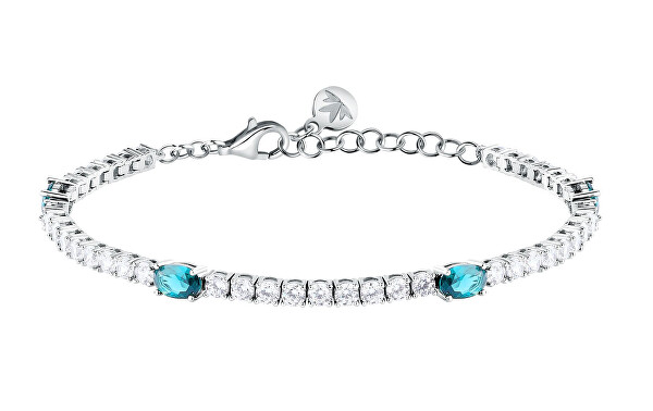 Blyštivý tenisový náramek se světle modrými zirkony Tesori SAIW269